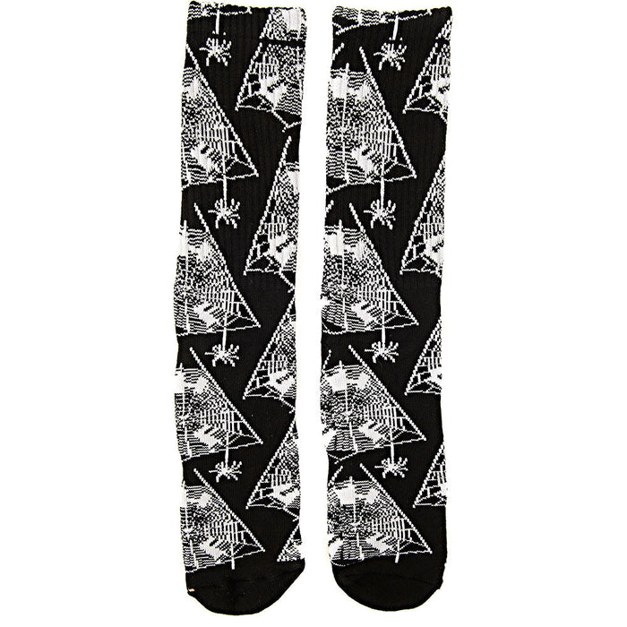 HUF Men's Tangled Webs Socks in Black with White Accents