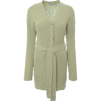 In The Style Womens Green Knitted Longline Cardigan Co-Ord