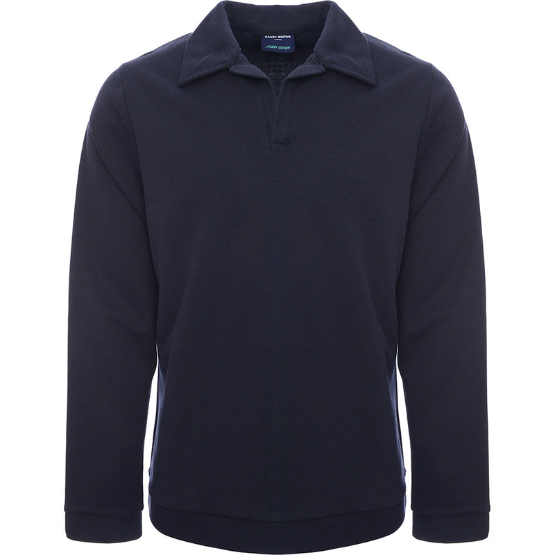 Harry Brown Mens Navy Mock Neck Polo Top