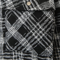 Mennace Men's Black And White Check Boucle Overshirt With Padded Lining