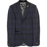 Twisted Tailor Men's Navy Check Anderson Tall Skinny Suit Jacket