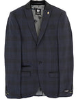 Twisted Tailor Men's Navy Check Anderson Tall Skinny Suit Jacket