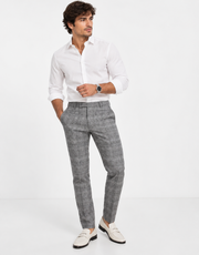 Twisted Tailor Mens Jose Skinny Suit Trousers in Grey Prince Of Wales Check