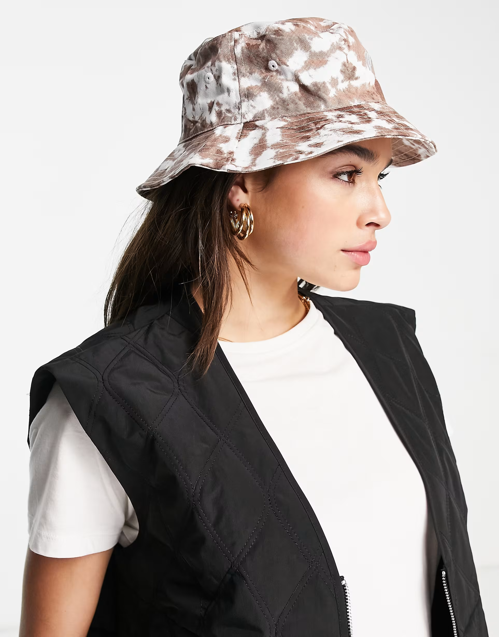 Roadies Womens Bucket Hat Co-Ord in Brown Tie Dye In Brown