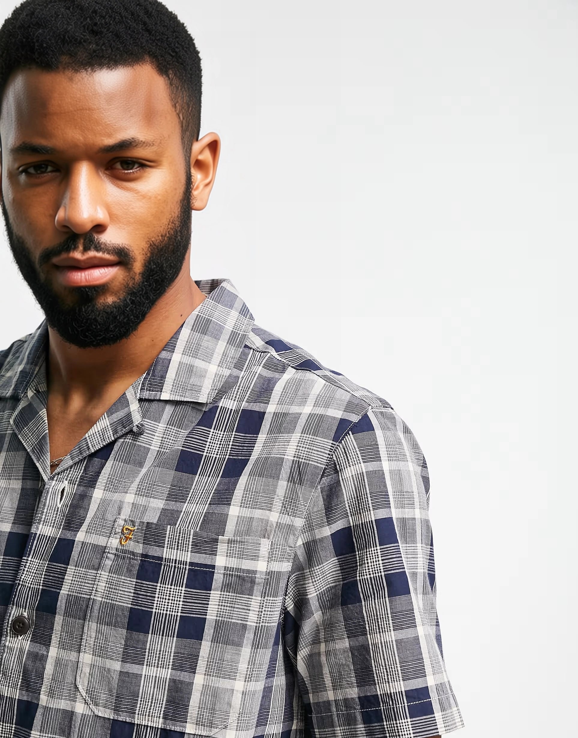 Farah Mens Check Shirt In Grey