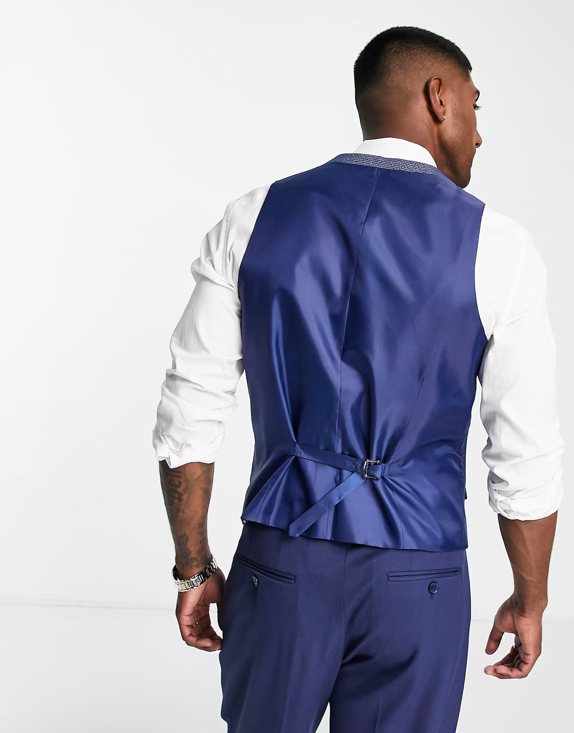 Harry Brown Mens Waistcoat in Blue Houndstooth