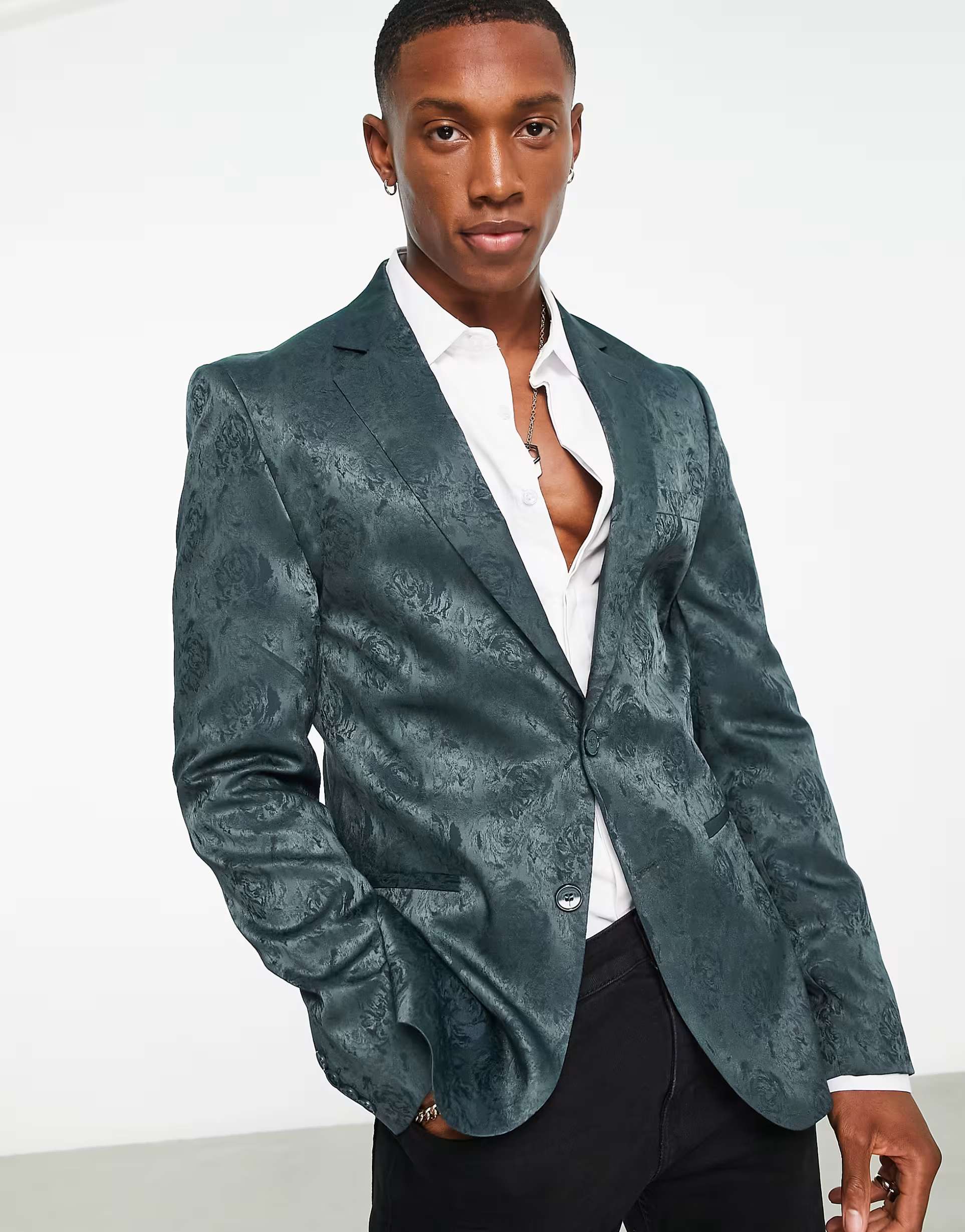 Bolongaro Trevor Mens Skinny Suit Jacket In Green