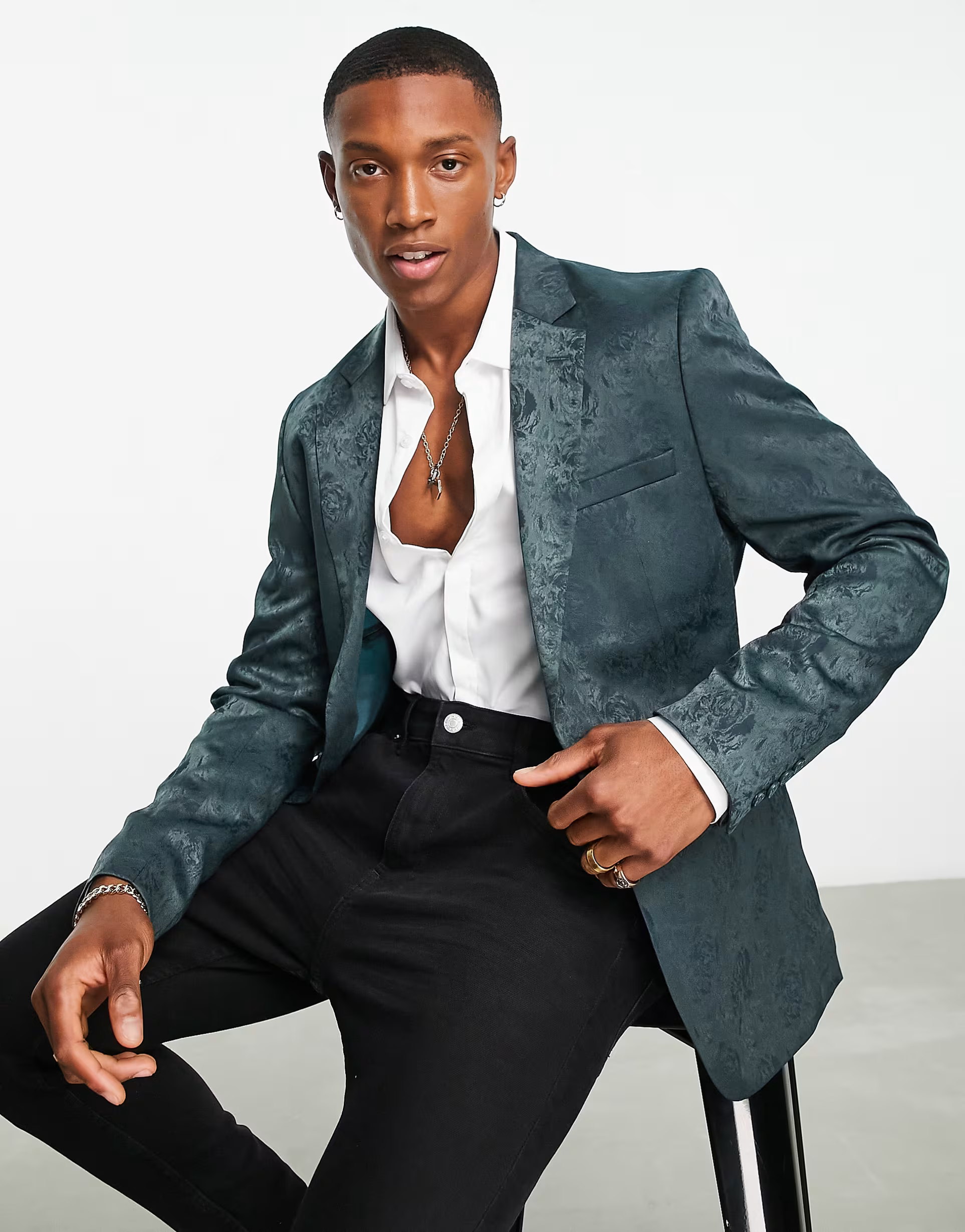 Bolongaro Trevor Mens Skinny Suit Jacket In Green