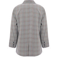 Mennace Mens Double Breasted Suit Jacket in Grey Check