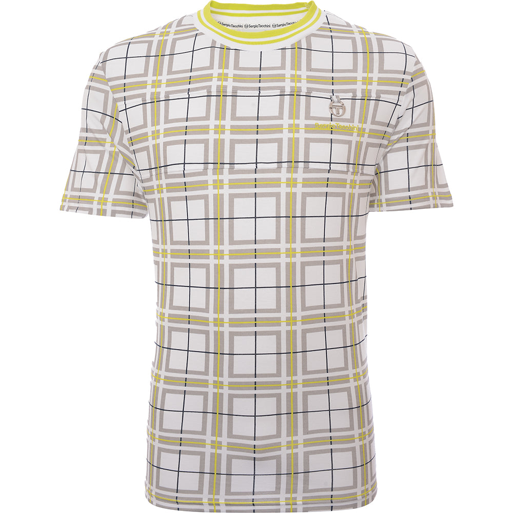 Mens Sergio Tacchini White Check Logo T-Shirt