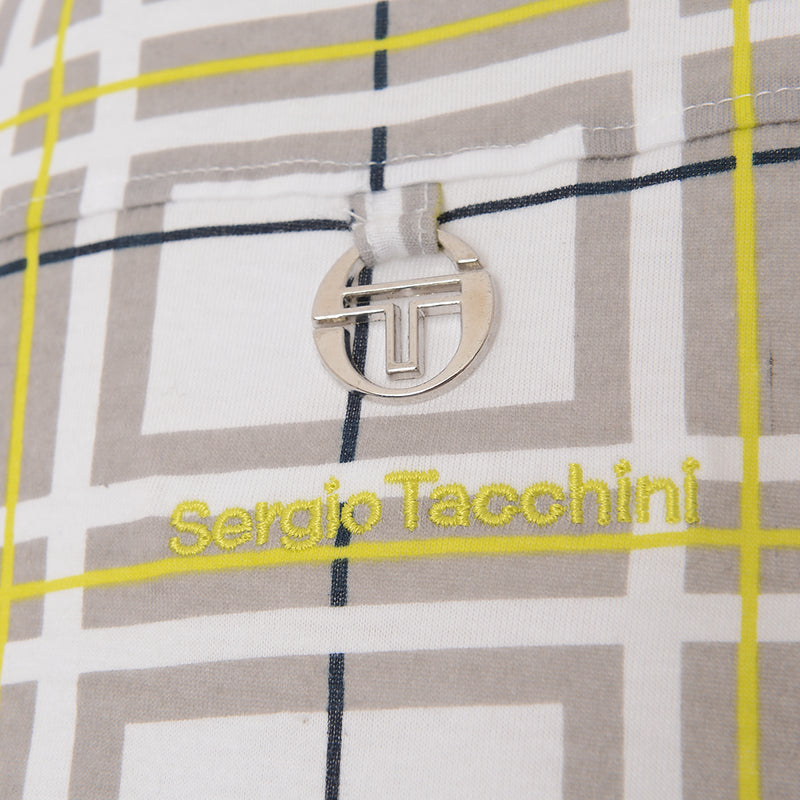 Mens Sergio Tacchini White Check Logo T-Shirt