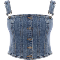 GUESS Originals Womens Medium Wash Co-Ord Bustier Denim Top