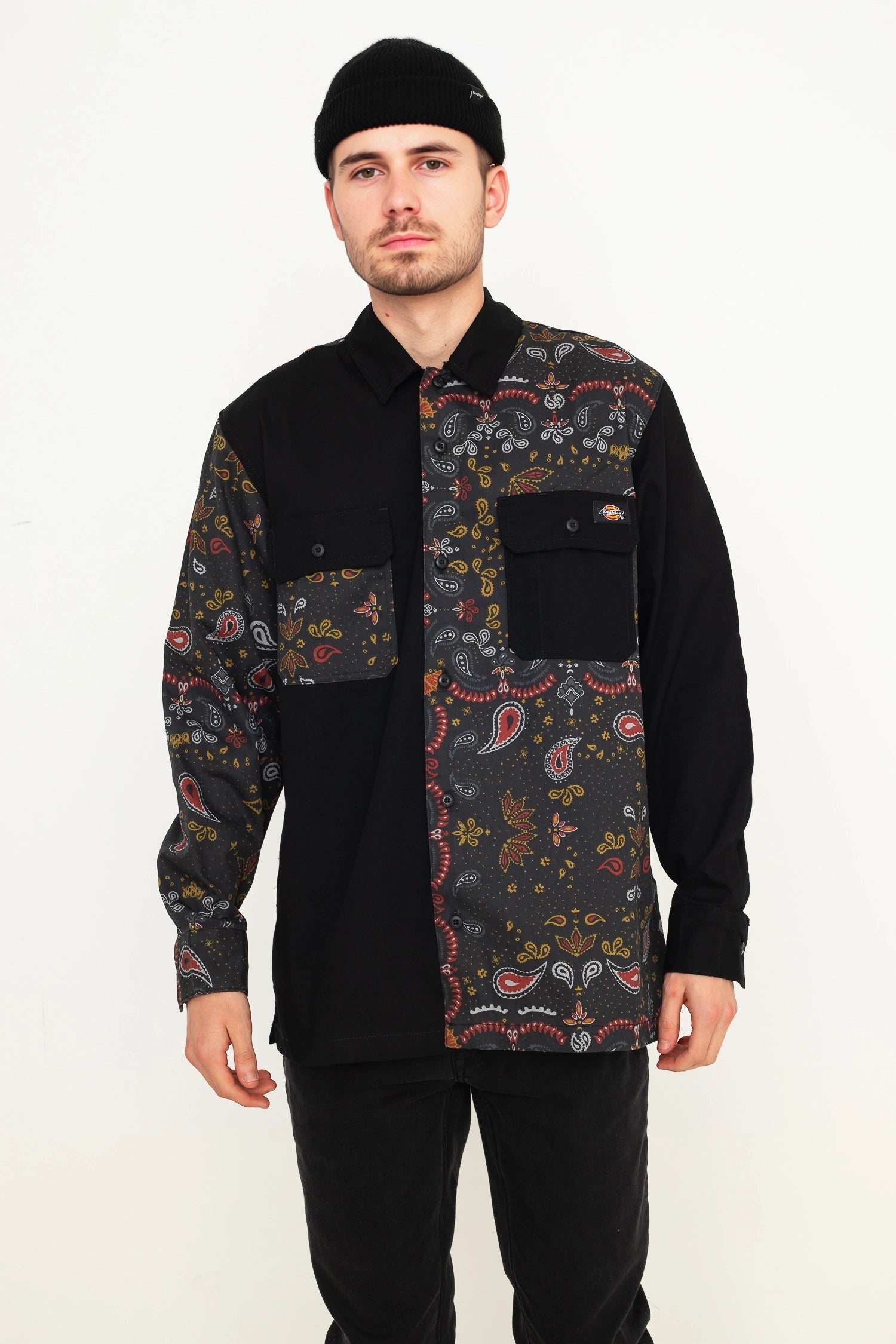 Mens Dickies Split Shirt In Black/Paisley