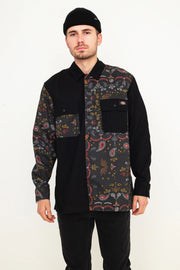 Mens Dickies Split Shirt In Black/Paisley