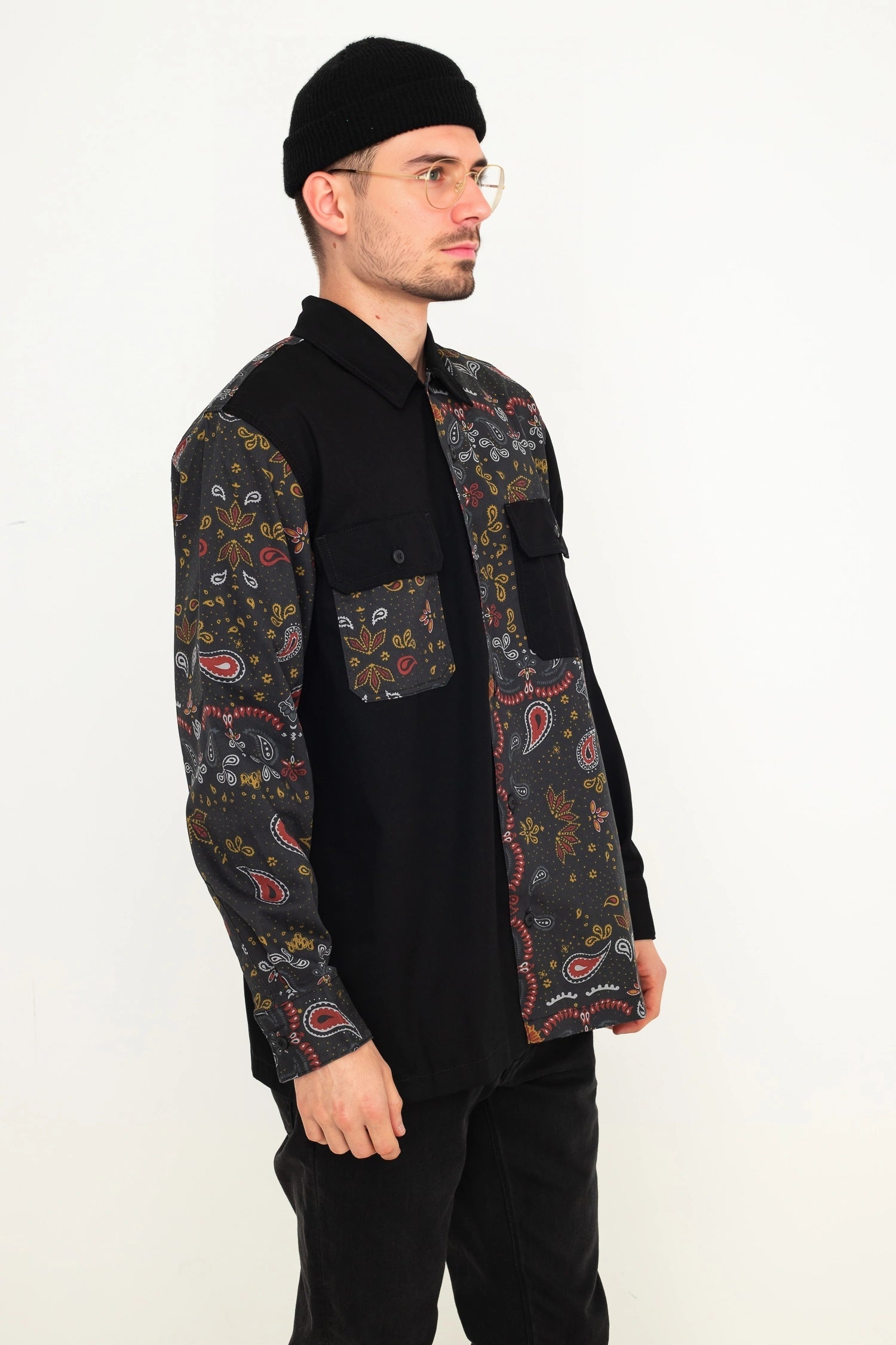 Mens Dickies Split Shirt In Black/Paisley