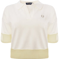 Fred Perry Womens Snow White Sheer Trim Knitted Polo Shirt