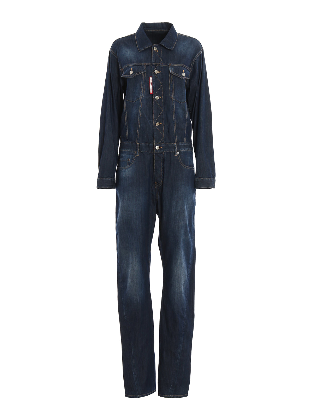Dsquared2 Womens Oversized Denim Jumpsuit in Blue