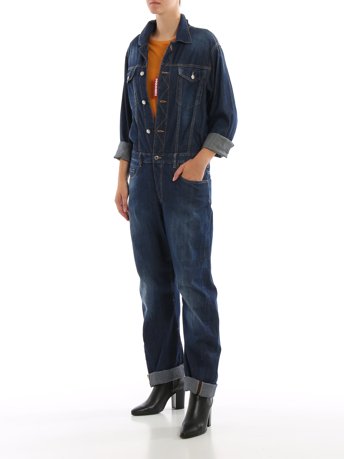 Dsquared2 Womens Oversized Denim Jumpsuit in Blue