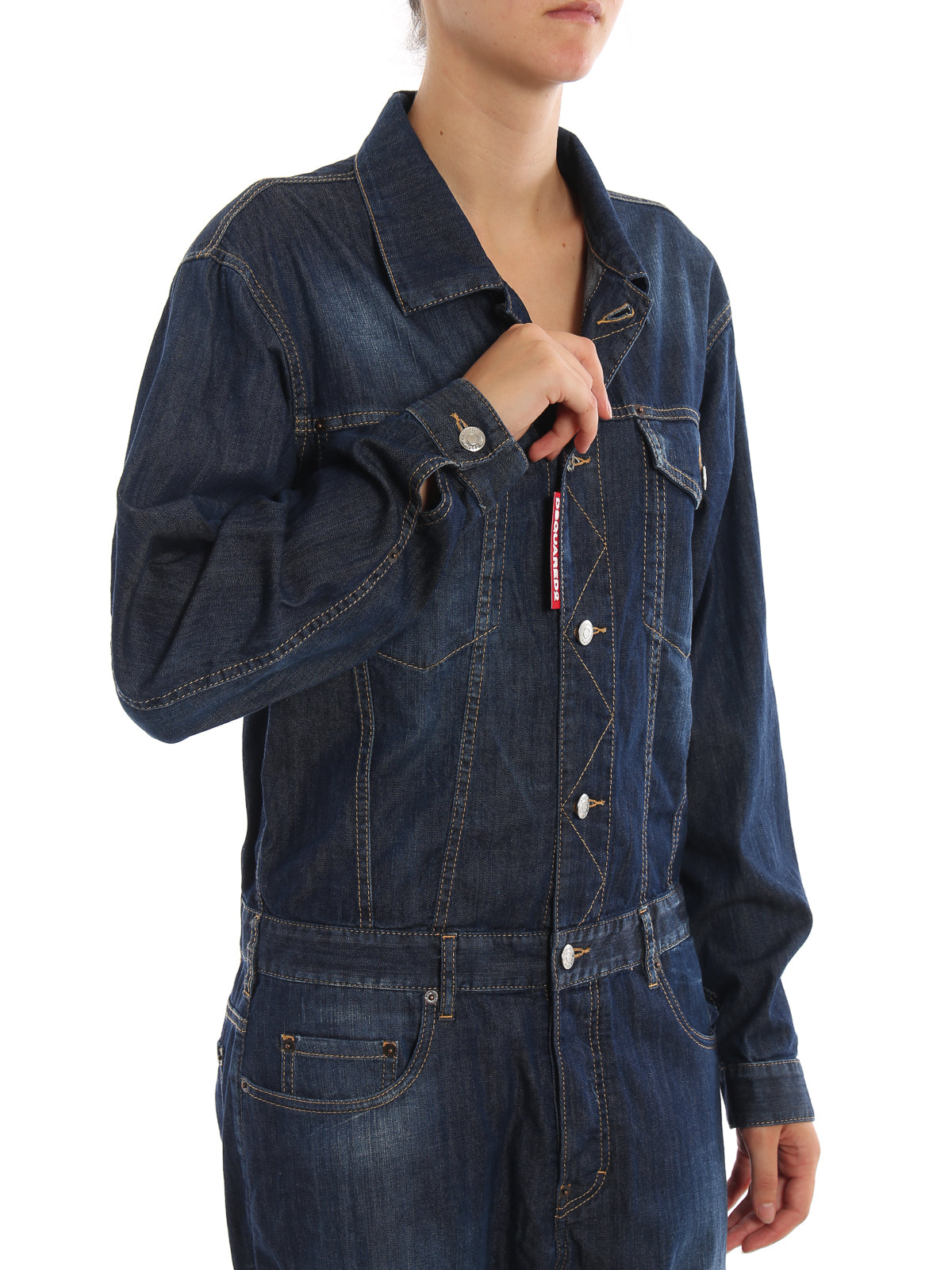 Dsquared2 Womens Oversized Denim Jumpsuit in Blue