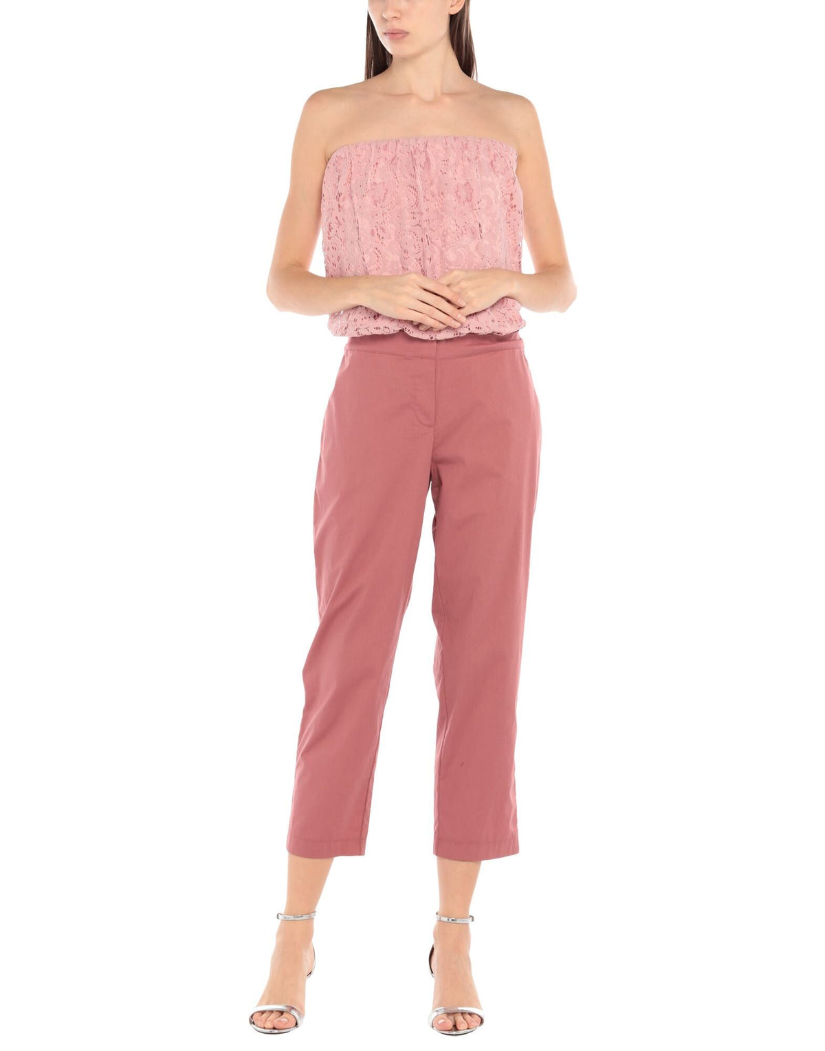 Semicouture Women's Deep Neck Lace Jumpsuit