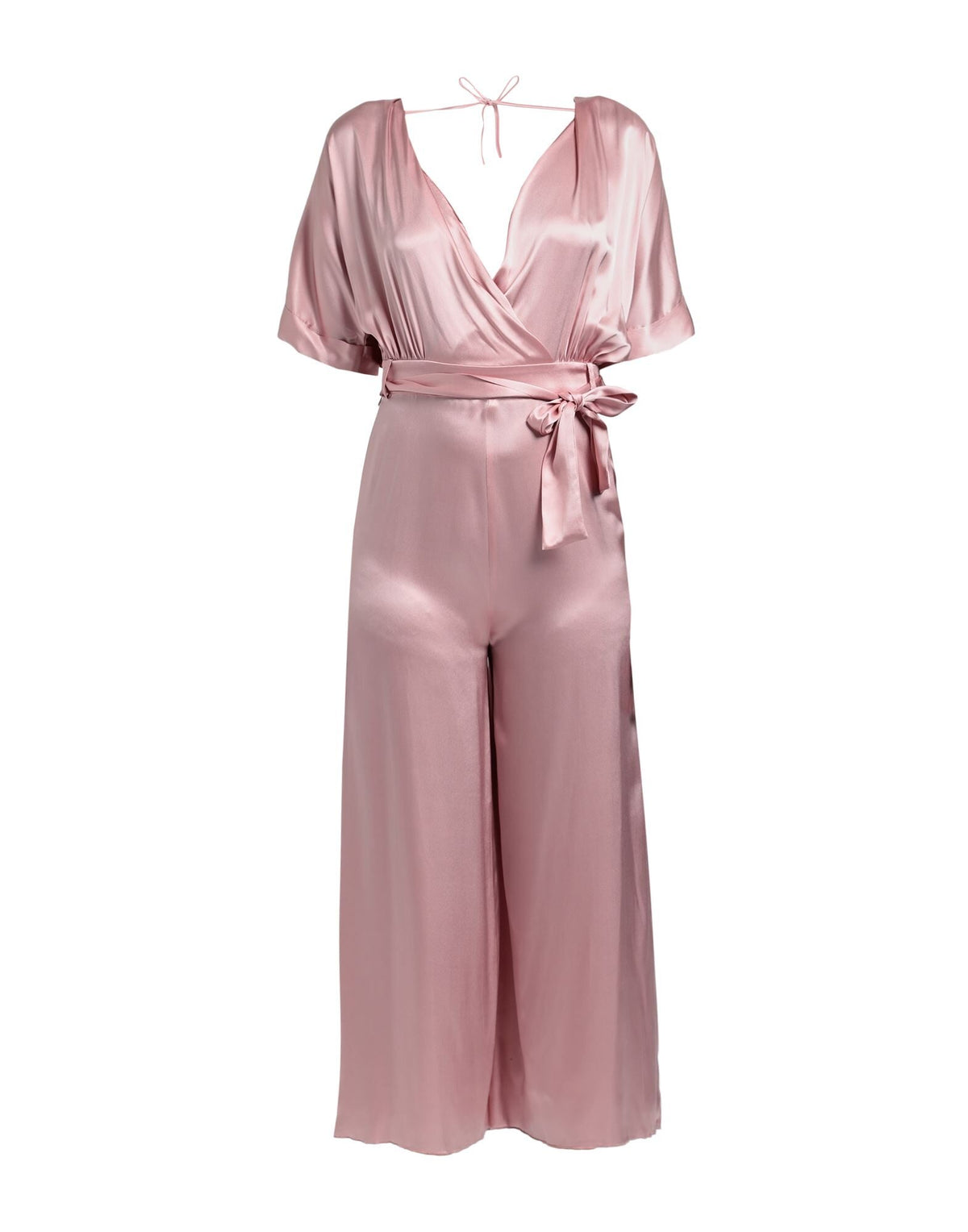 Semicouture Women's Deep Neck Satin Jumpsuit