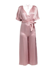 Semicouture Women's Deep Neck Satin Jumpsuit