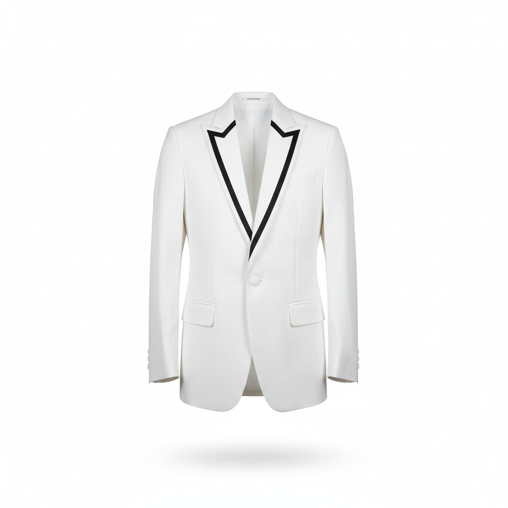 Dsquared2 Mens White Blazer With Black Trim