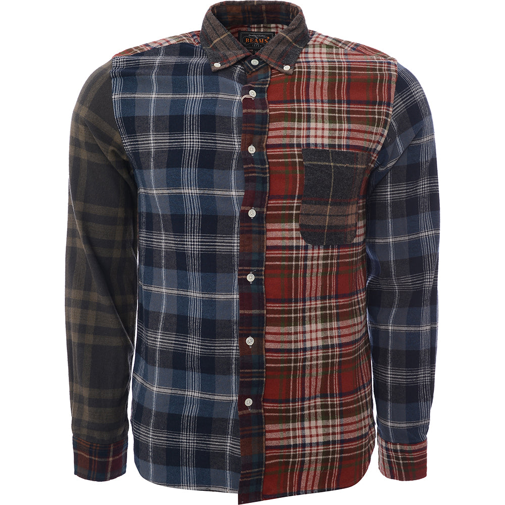 Beams Mens Multicoloured Check Long Sleeve Shirt