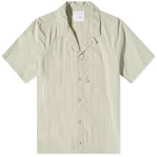 Roa Mens Camp Collar Alfa Short Sleeve Shirt in Green