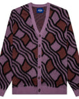 Awake Men's Purple Wavy Mohair Cardigan in Pink