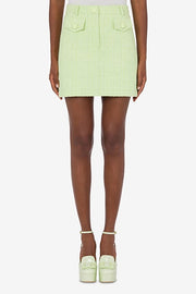 Teddy Buttons Tweed Mini Skirt in Green