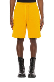 Moschino Bermuda Shorts in Quilted Allover Logo Fleece in Yellow