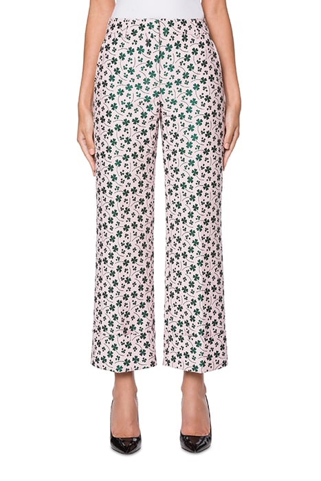 Four Leaf Clover Jacquard Trousers in Pink