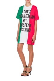 Italian Slogan Jersey Dress in Multicolour