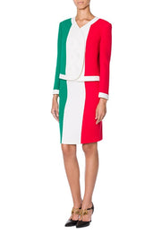 Italian Slogan Boucle Jacket in Multicolour