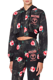 Painted Flowers Cropped Sweatshirt in Multicolour