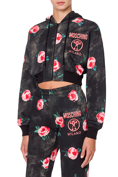 Painted Flowers Cropped Sweatshirt in Multicolour