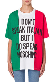 Moschino Italian Slogan Jersey T-Shirt in Multicolour