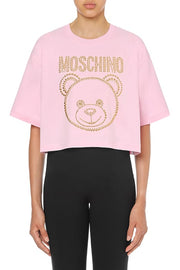 Moschino Teddy Studs Jersey T-Shirt in Pink