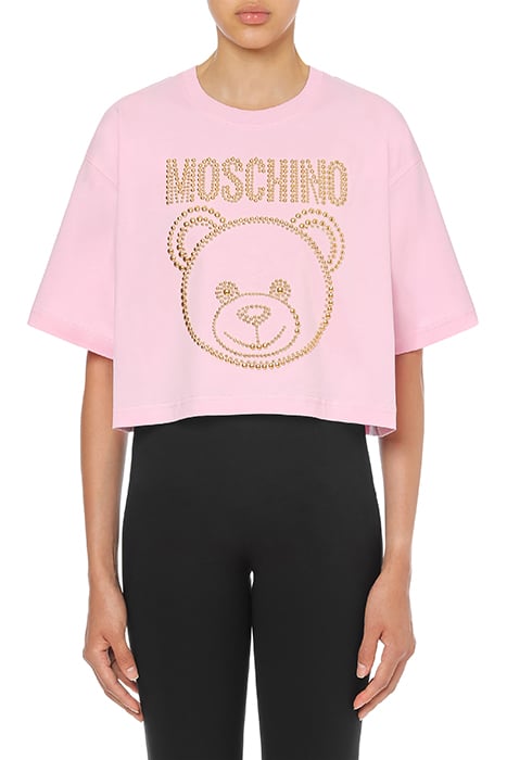 Moschino Teddy Studs Jersey T-Shirt in Pink
