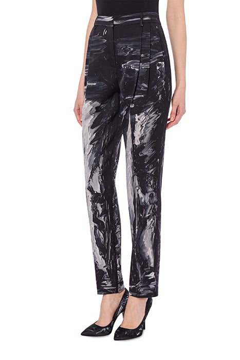 Painting Wool Satin Trousers in Black
