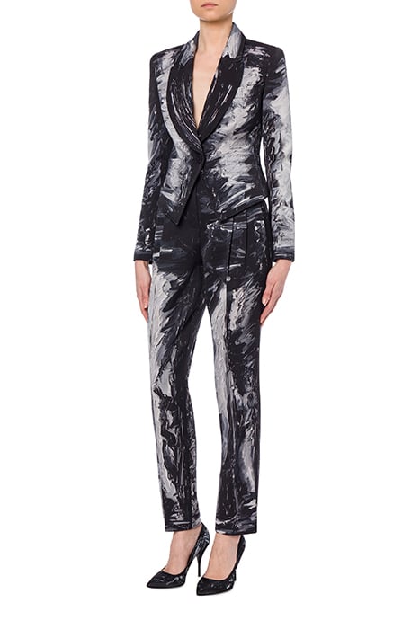 Moschino Painting Wool Satin Jacket in Black