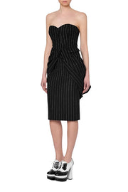 Pinstripe Stretch Bustier Top in Black