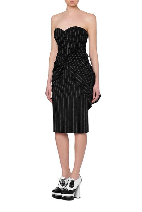 Pinstripe Stretch Bustier Top in Black