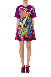 Fashion Sketch Double Georgette Dress in Multicolour