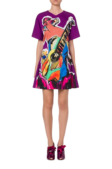 Fashion Sketch Double Georgette Dress in Multicolour
