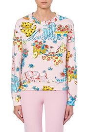 Calico Animals Interlock Sweatshirts in Pink