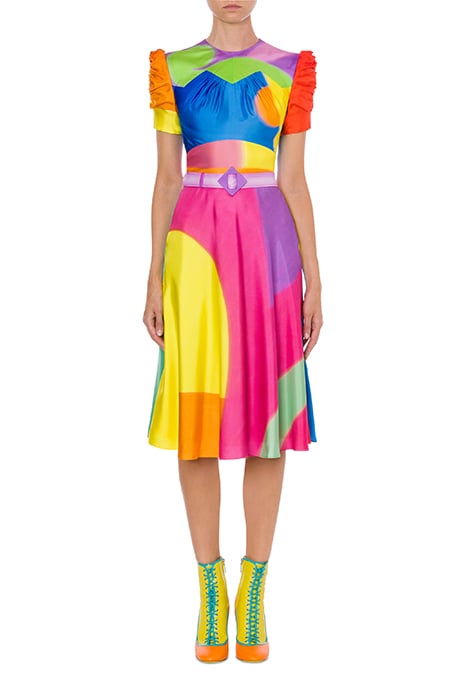 Projection Print Twill Dress in Multicolour
