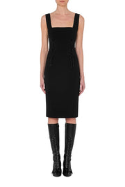 Bondage Lacing Crepe Dress in Black