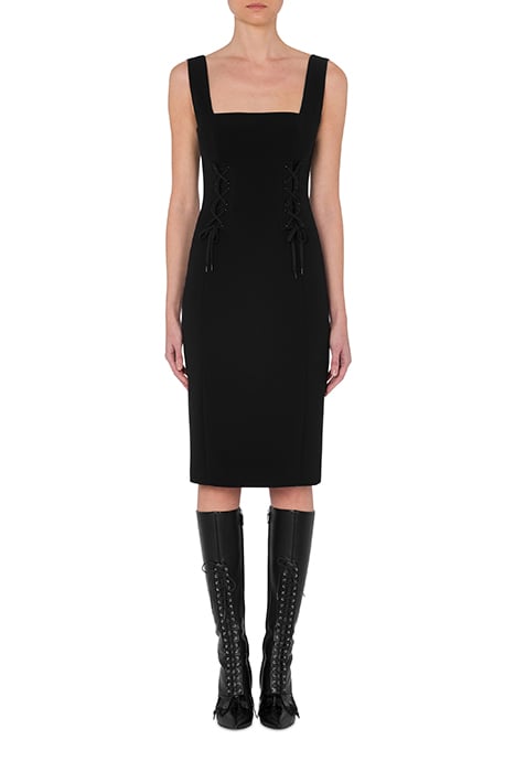 Bondage Lacing Crepe Dress in Black